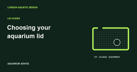 Illustration of a mesh aquarium lid with equipment and feeding openings